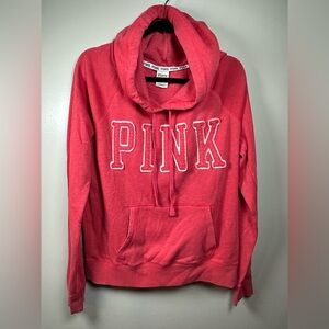 Victoria’s Secret PINK Coral Pink Hoodie Women’s Large Varsity Logo